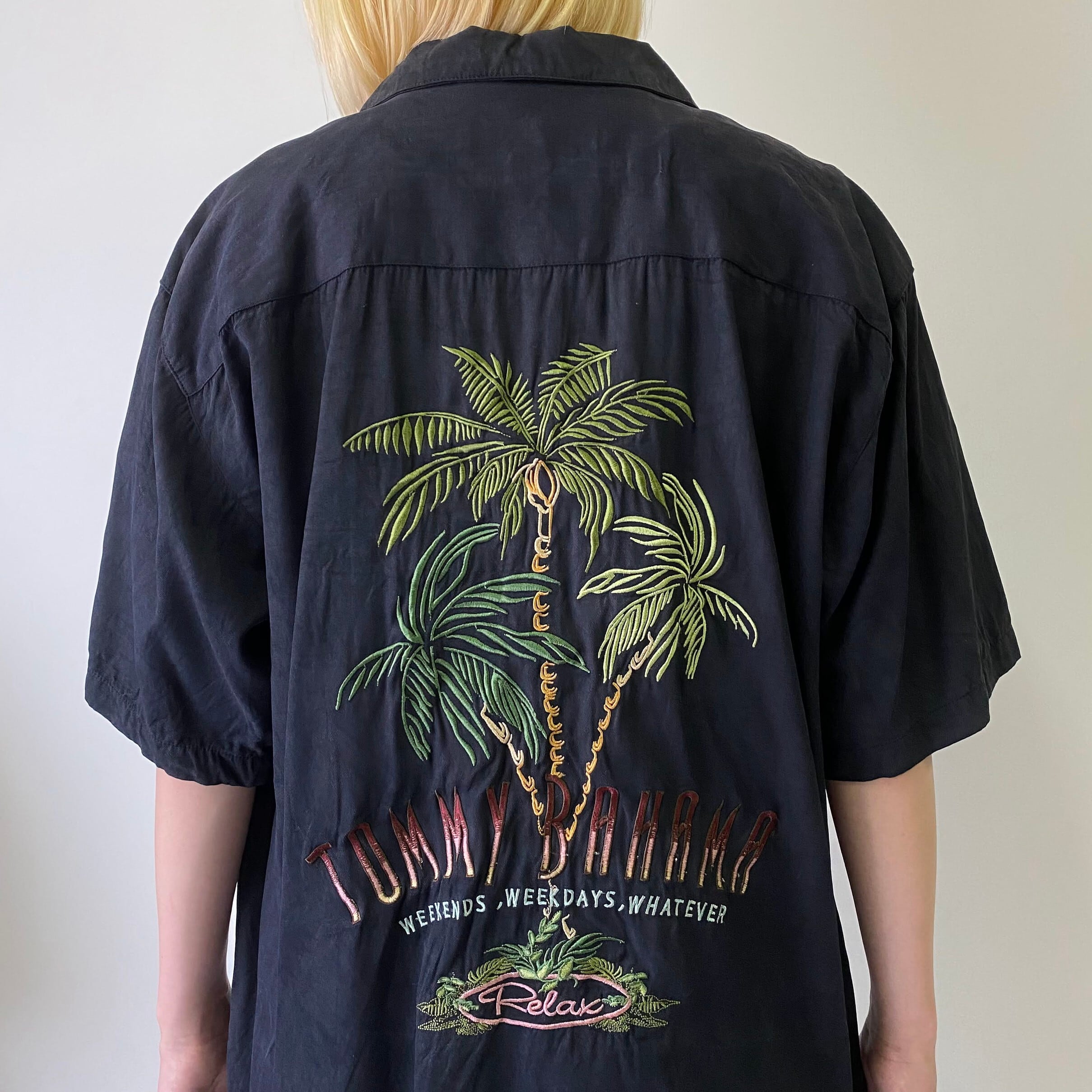 Tommy Bahama トミーバハマ 半袖 シルク バック刺繍 開襟 アロハシャツ 