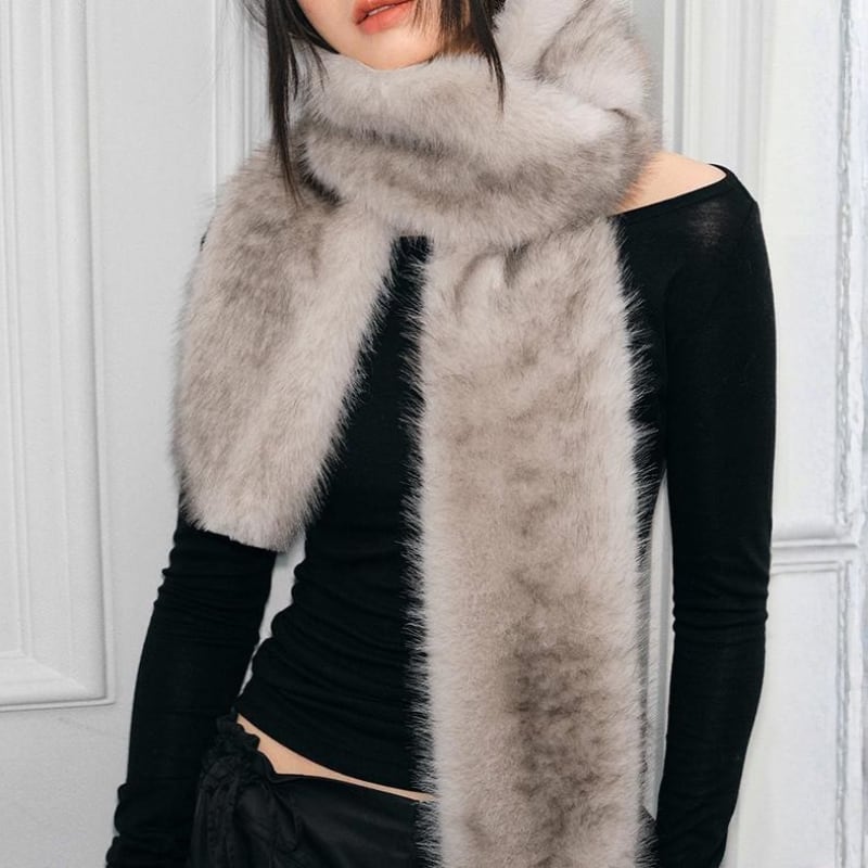 Gradient fake fur muffler 3 colors V2629