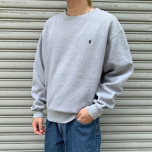 90s ラルフローレン ワンポイントロゴスウェット グレー S