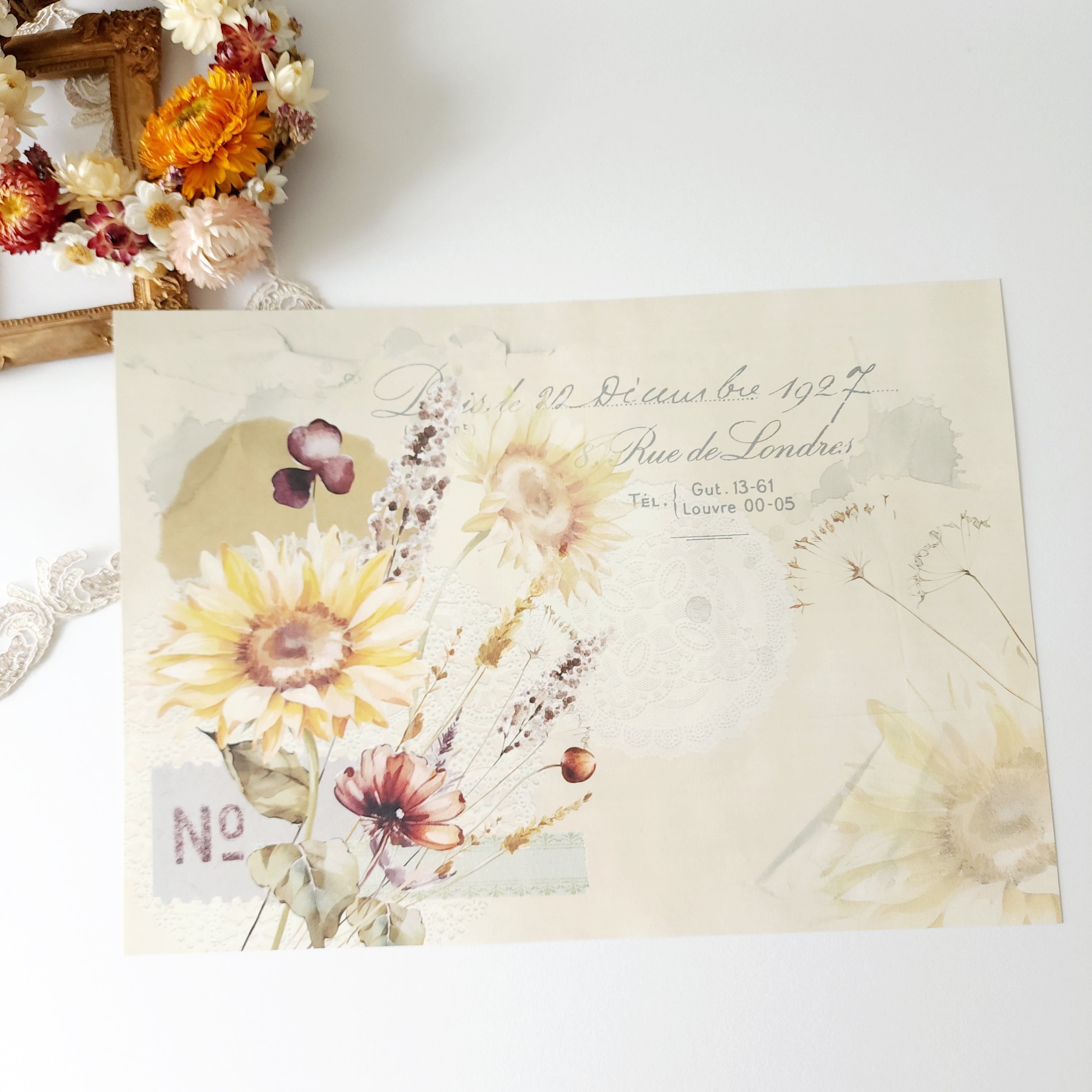 在庫限り】ひまわりデザインペーパー① | Capucine Design