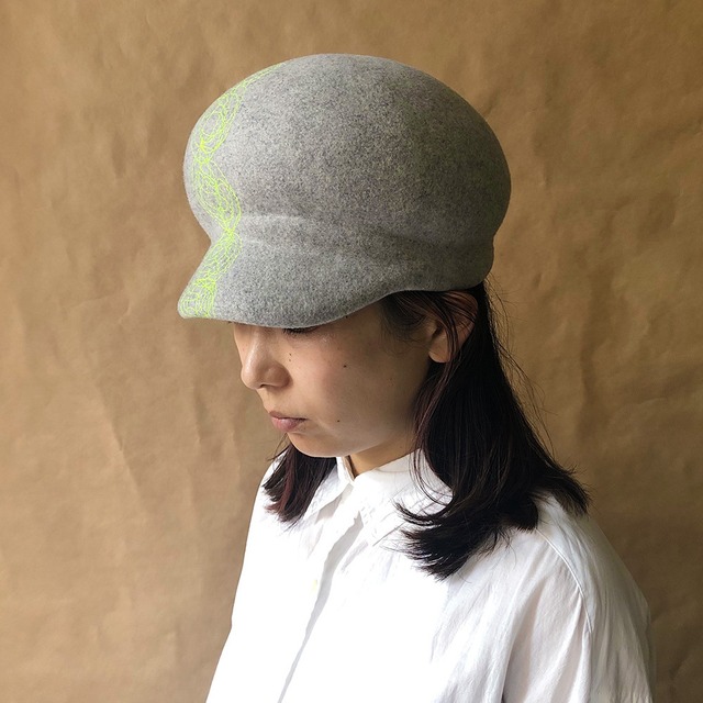 Wool CASQUETTE × stitch【受注生産／Build to order】ウール アシメキャスケット × ステッチ 帽子