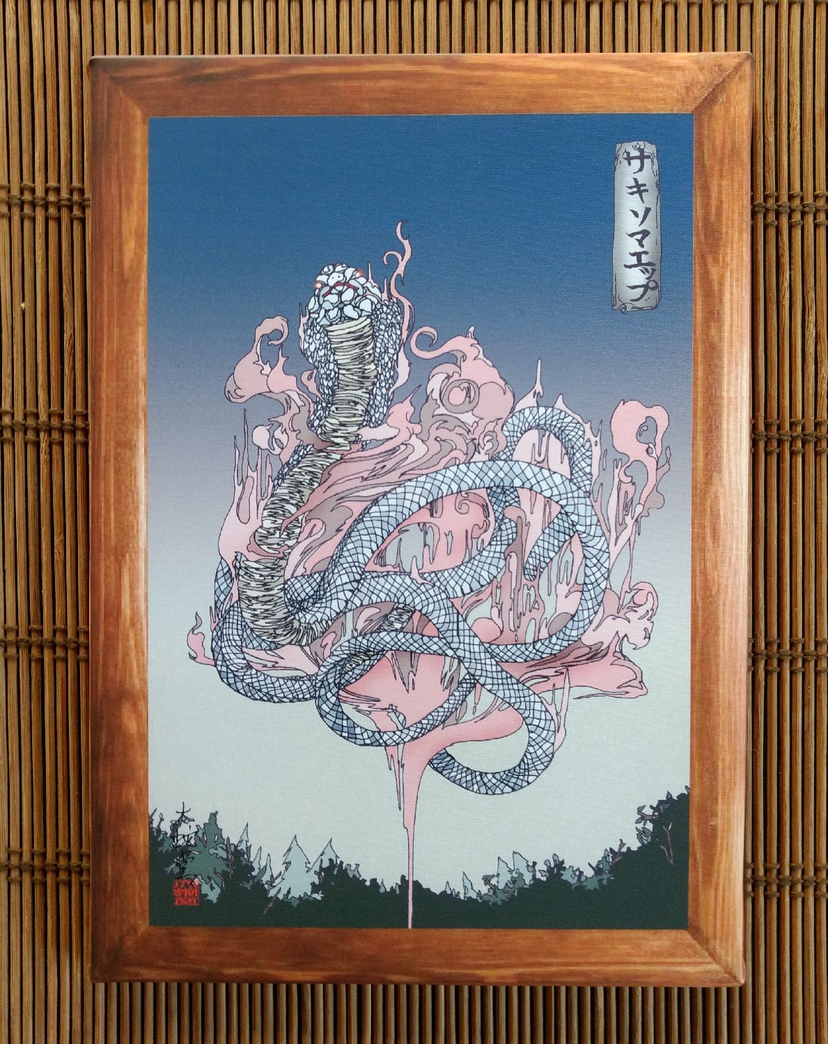 立つ切り絵「ハート風神 ハート雷神」