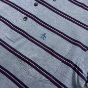 Munsingwear GRANDSLAM マンシング ボーダー柄 半袖 ポロシャツ サイズ M /ゴルフ/水色ブルー系/メンズ