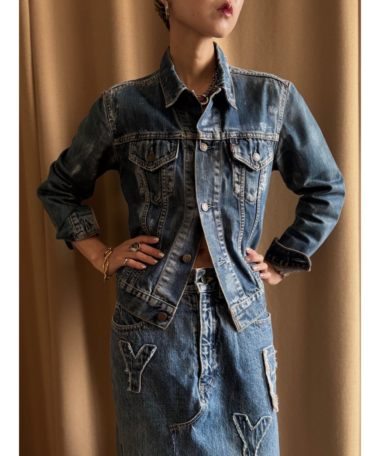 【RE:ART】hand paint remake denim jacket-4603-3