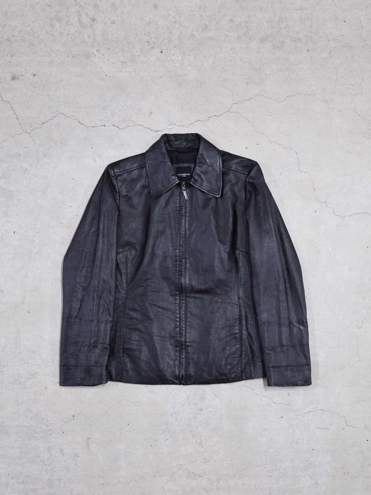 minimal zip up leather jacket