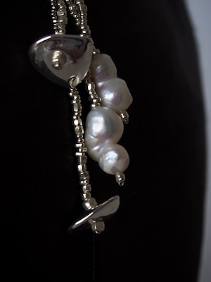 "Viora" Lariat necklace - Pearl × Ceramic -