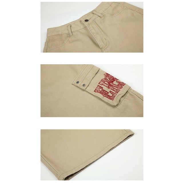 レタリングポケットボリュームシルエットカーゴパンツ 2col R02904