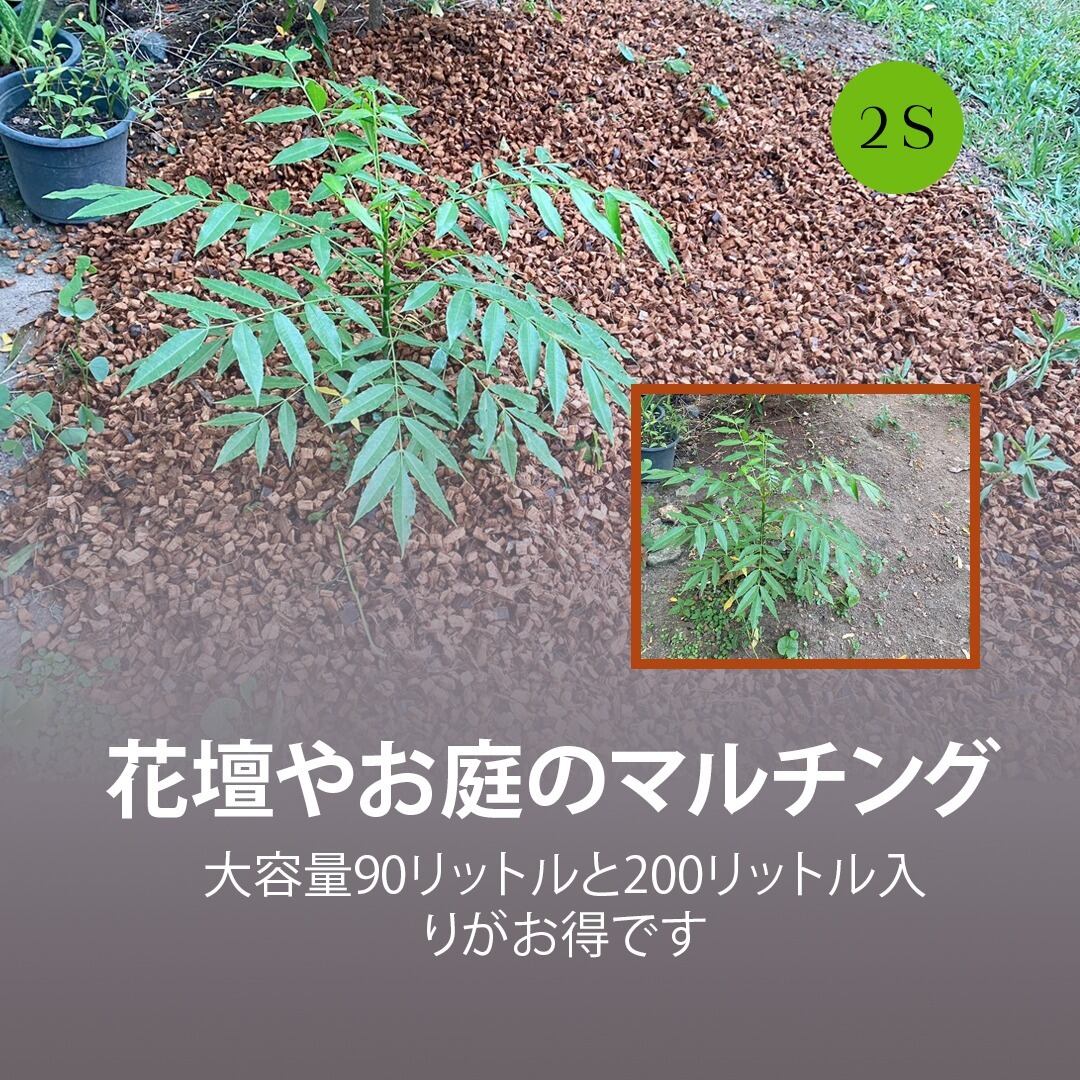 高品質】200リットル（2S) ハスクチップ ココヤシチップ ココヤシガラ