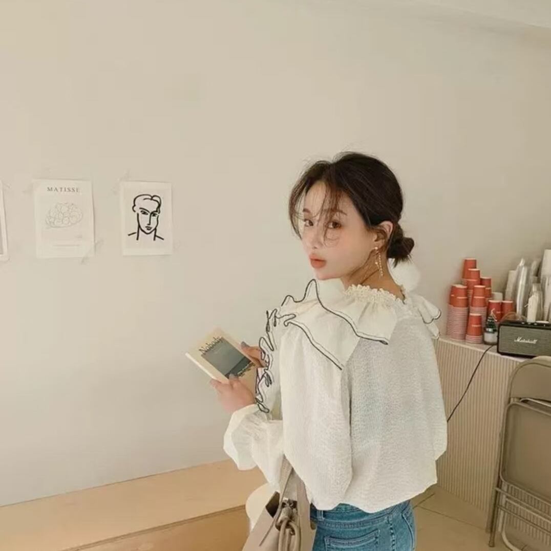 フリル　Vネックブラウス　AJ1079-6026