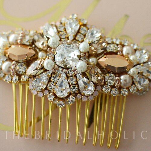 Rose Gold Bridal Comb】 | THE BRIDAL HOLIC
