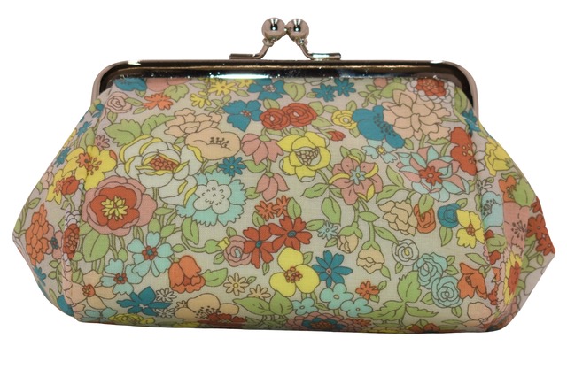 Fiore がま口 ポーチ 花柄 (グリーン) 制菌 防臭 工房 手作り 日本製 エコパッケージ MX-0014-163