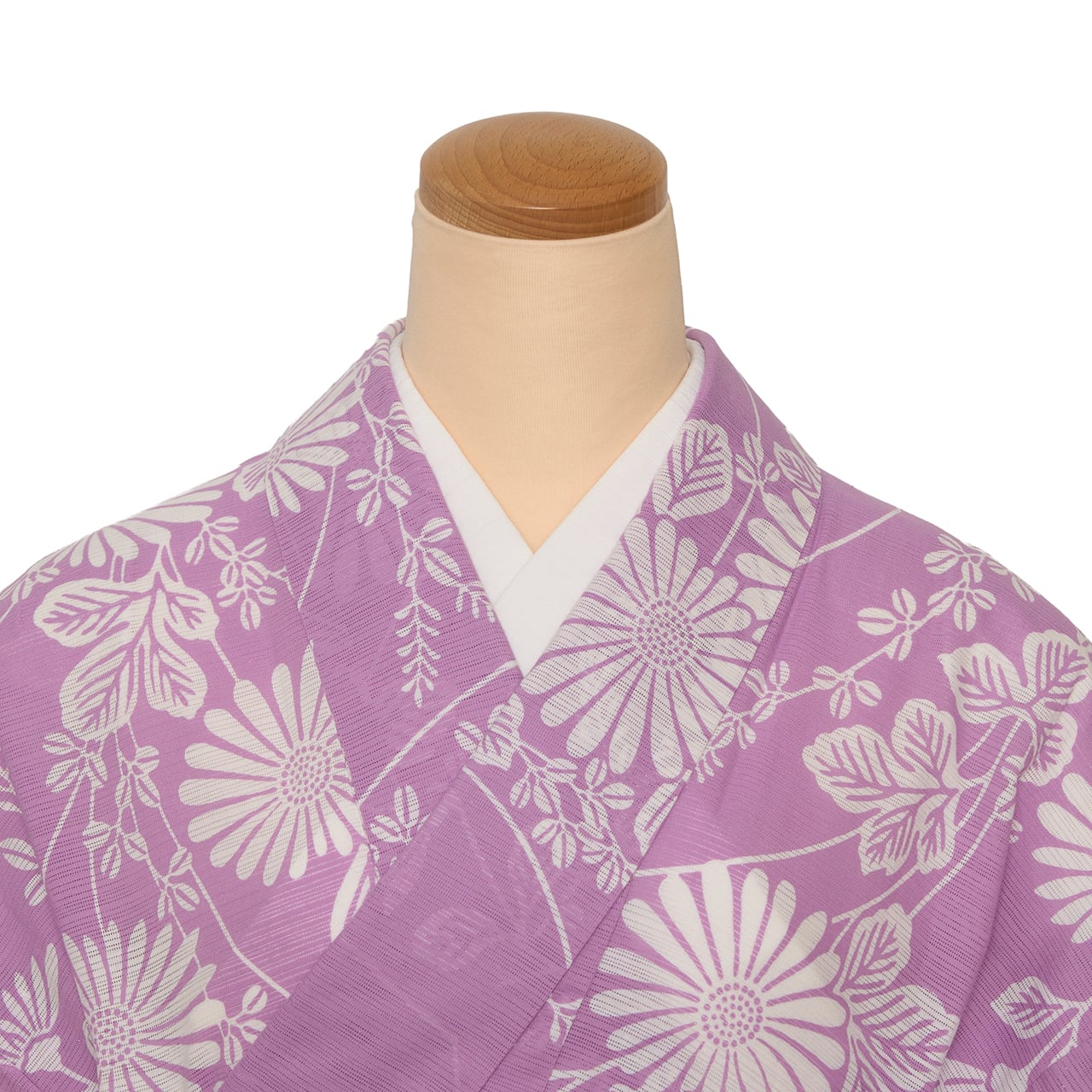三越で購入　紫色の菊柄浴衣 竺仙 菊と萩の模様 綿絽浴衣 三越扱【中古】 | かわの屋