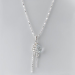 Silver925 アクアマリンのRibbonネックレス40cm［1089N］