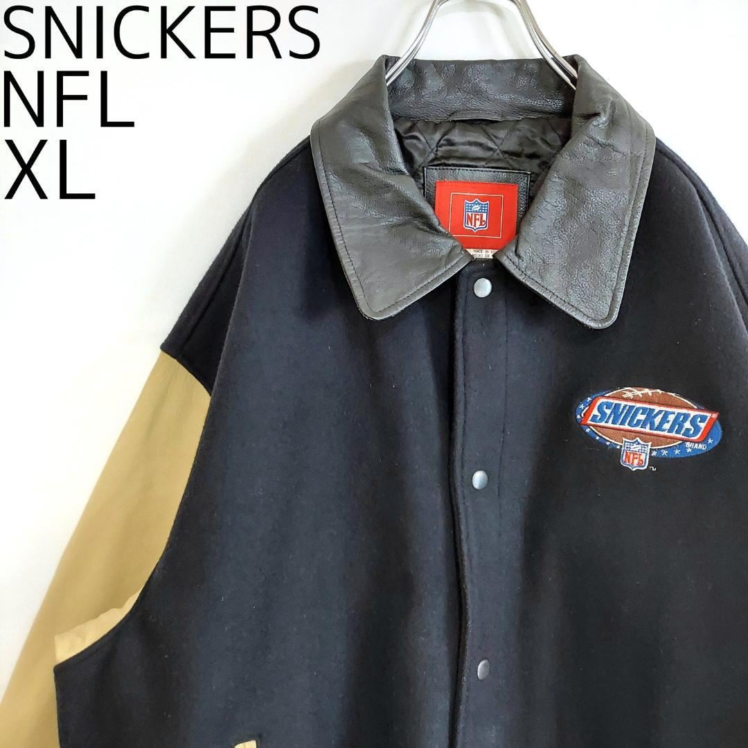 NFL スニッカーズ レザービッグロゴ刺繍スタジャン XL ブラック