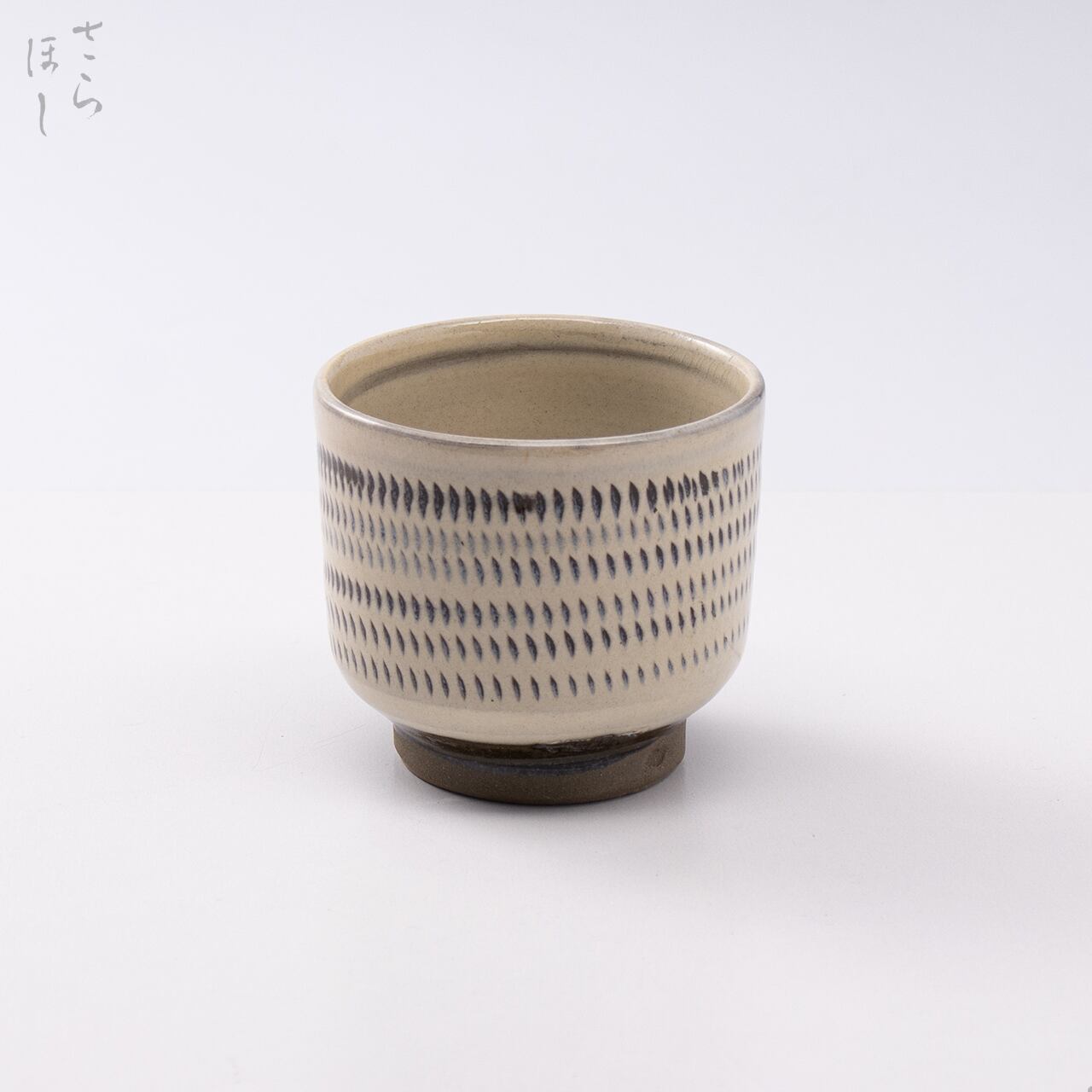 小鹿田焼 小袋窯 ぐい呑み(特大) 飛びかんな 白 口径約7cm 陶器 和食器 酒器 民藝