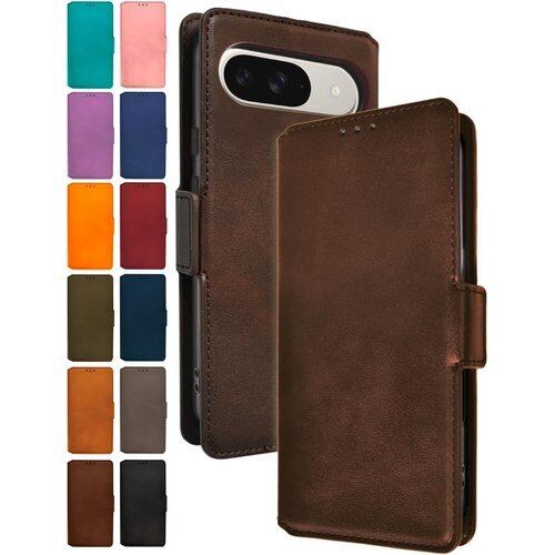 シズカウィルRe Pixel 9 / 9 Pro ケース カバー 手帳型 本革調 レザーケース 1個入り ダークブラウン 32