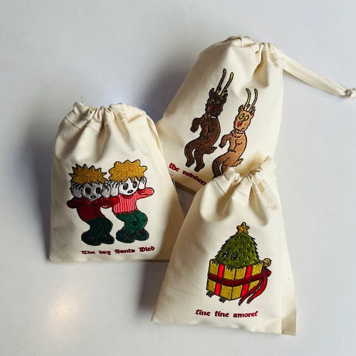 【2025クリスマス】刺繍巾着Sサイズ/Designed by ノMO