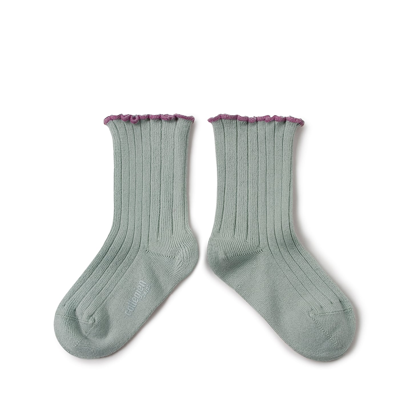 【collegien】Delphine - Lettuce Trim Ribbed Socks - Aigue Marine