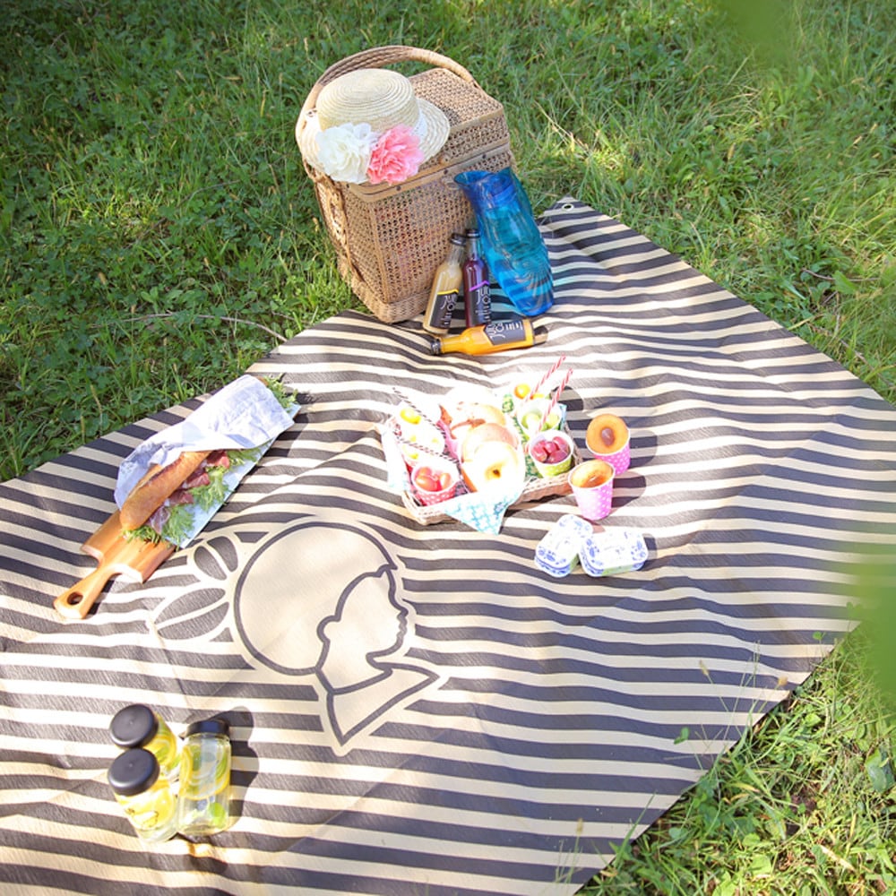 レジャーシート Picnic Rug ピクニックラグ おしゃれ 可愛い Lｻｲｽﾞ ｽﾄﾗｲﾌﾟ Omokokoro