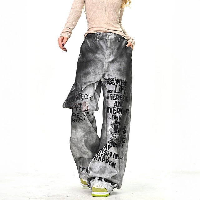 スプレータッチメッセージワイドパンツ 1col   R01694