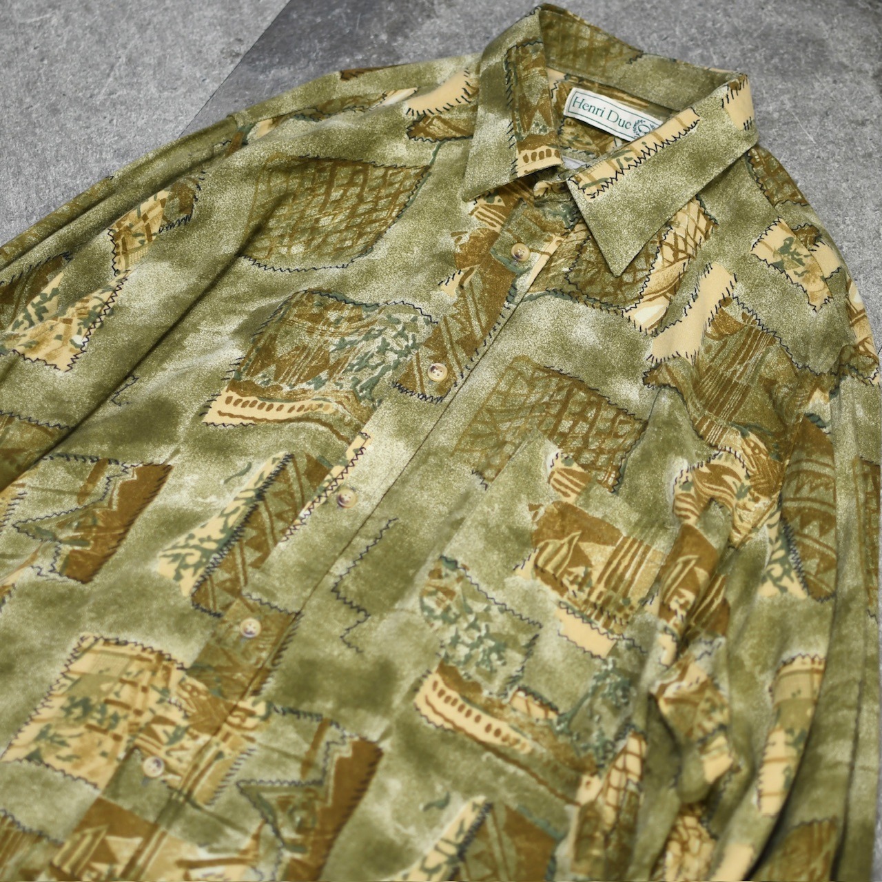 pattern rayon shirt khaki
