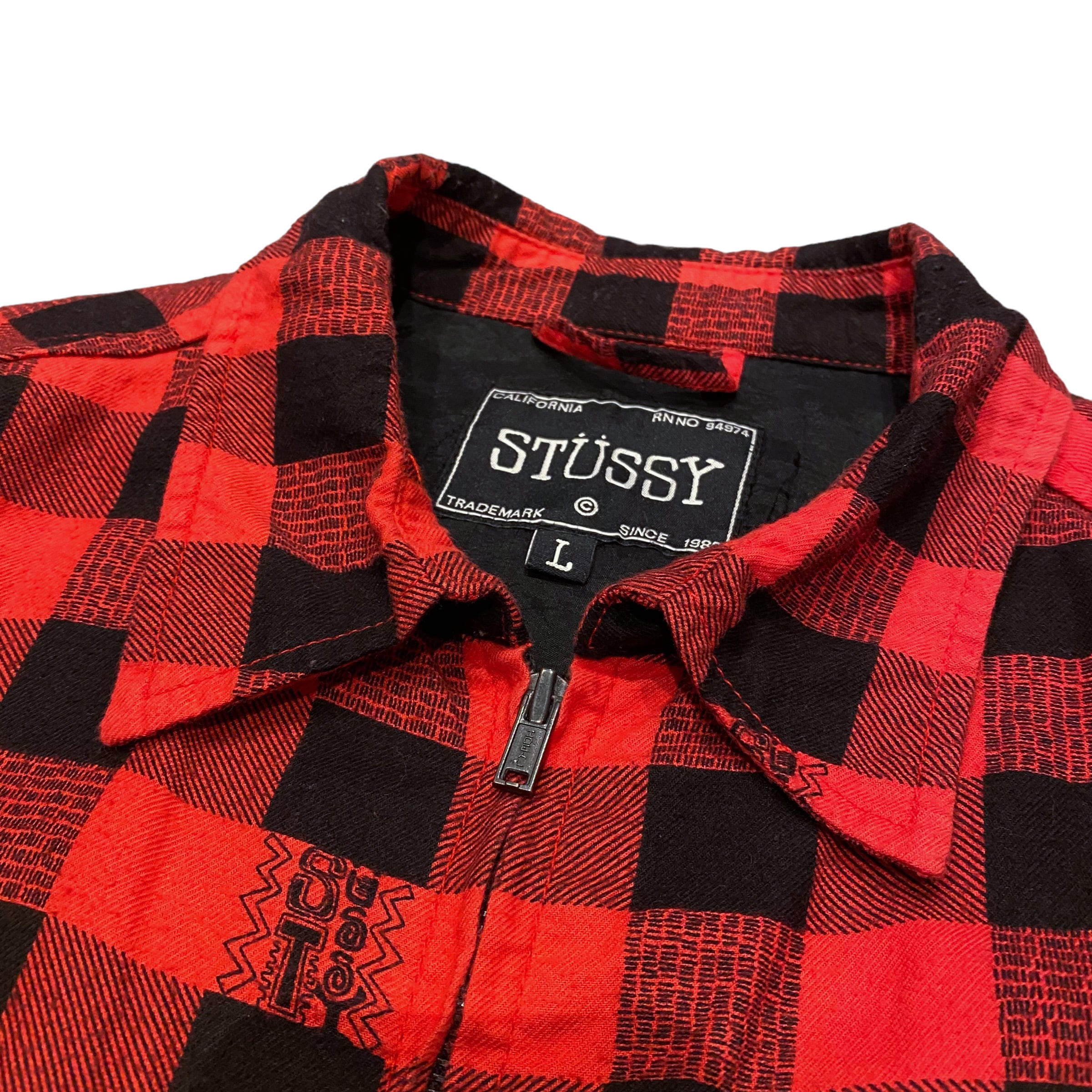 90's OLD STUSSY Flannel Insulation Jacket L / オールドステューシー ジャケット ネル 中綿  ブロックチェック 古着 ヴィンテージ