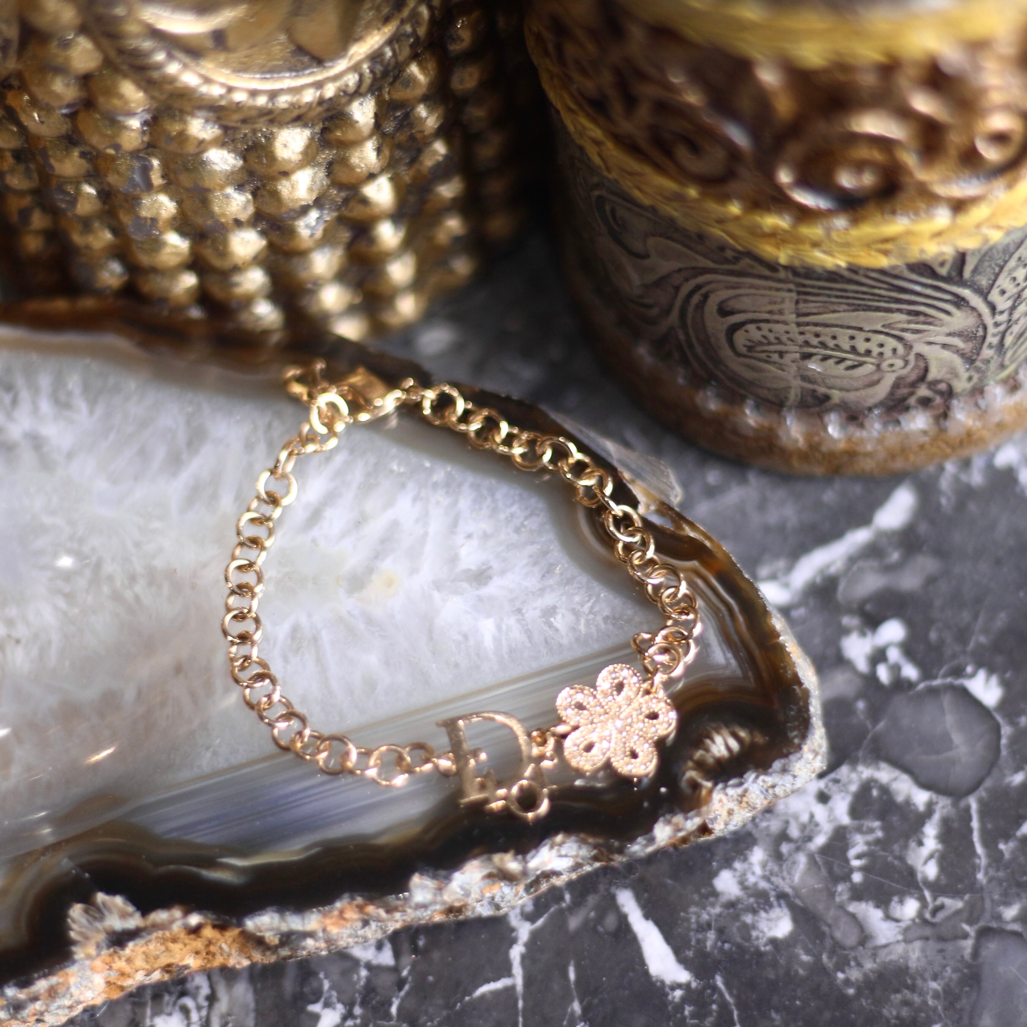 Christian Dior LOGO FLOWER DESIGN CHAIN BRACELET/クリスチャン