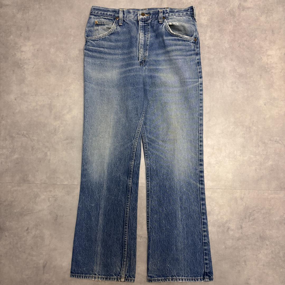 Lee リー W32 フレアデニム 鬼ヒゲ 青 古着 90s USA 21391