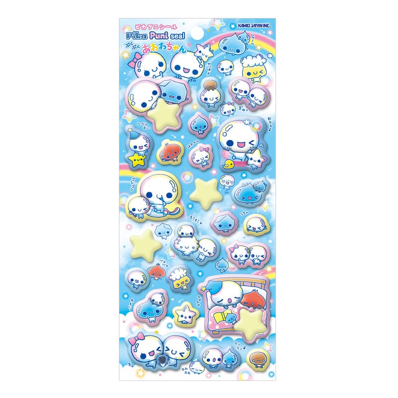 PIKAPUNIシール 蓄光 立体ぷにぷにシール カミオジャパン ぽんぽん