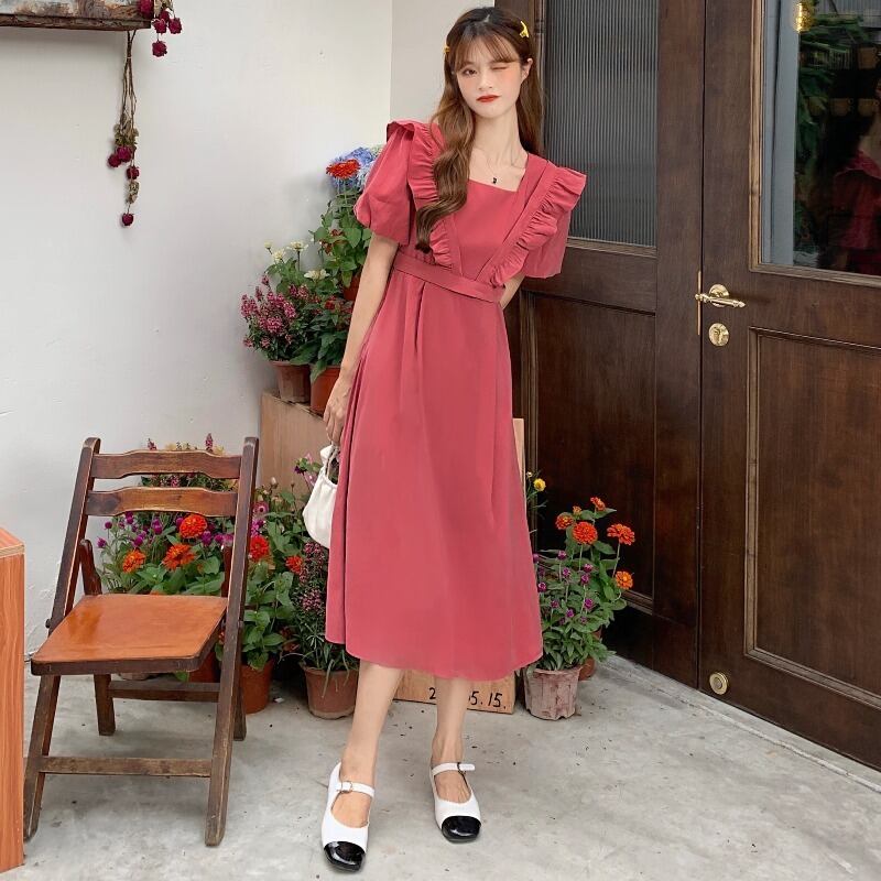 サマースリムドレス ロングスカート 夏物 スクウェア YY-ファッション92261228716