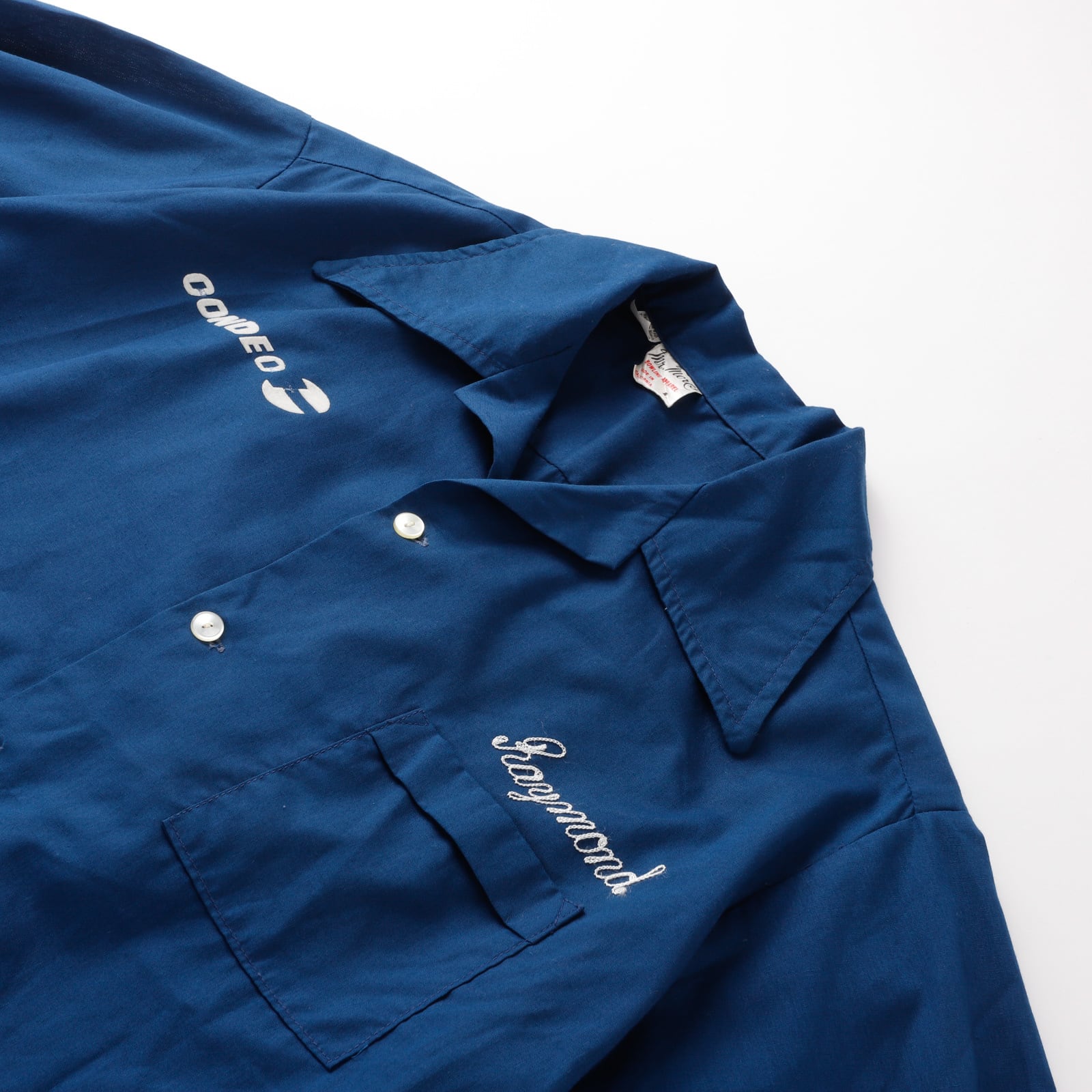 極美品】70s special Vintage bowling shirt open collar shirt navy