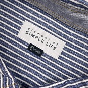 SIMPLE LIFE シンプルライフ ストライプ 長袖シャツ L/ブルー メンズ
