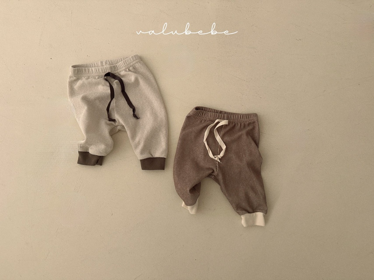 【valu bebe】2トーンバイカラーリブパンツ ブラウン 60〜90cm - 6
