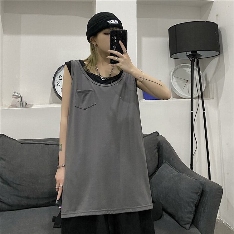 スタンダードルーズラウンドネックノースリーブ レトロ Oネック ケッペル26124072159