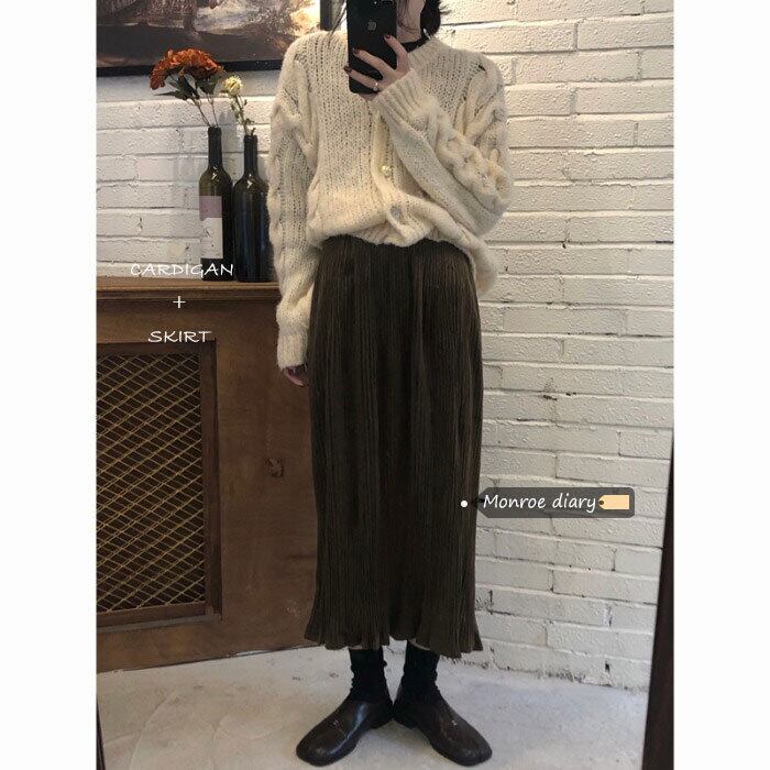 スカート オータムウィンターセーター Aラインハイウェストウェストロング 秋物 冬物 モンロー96107205794