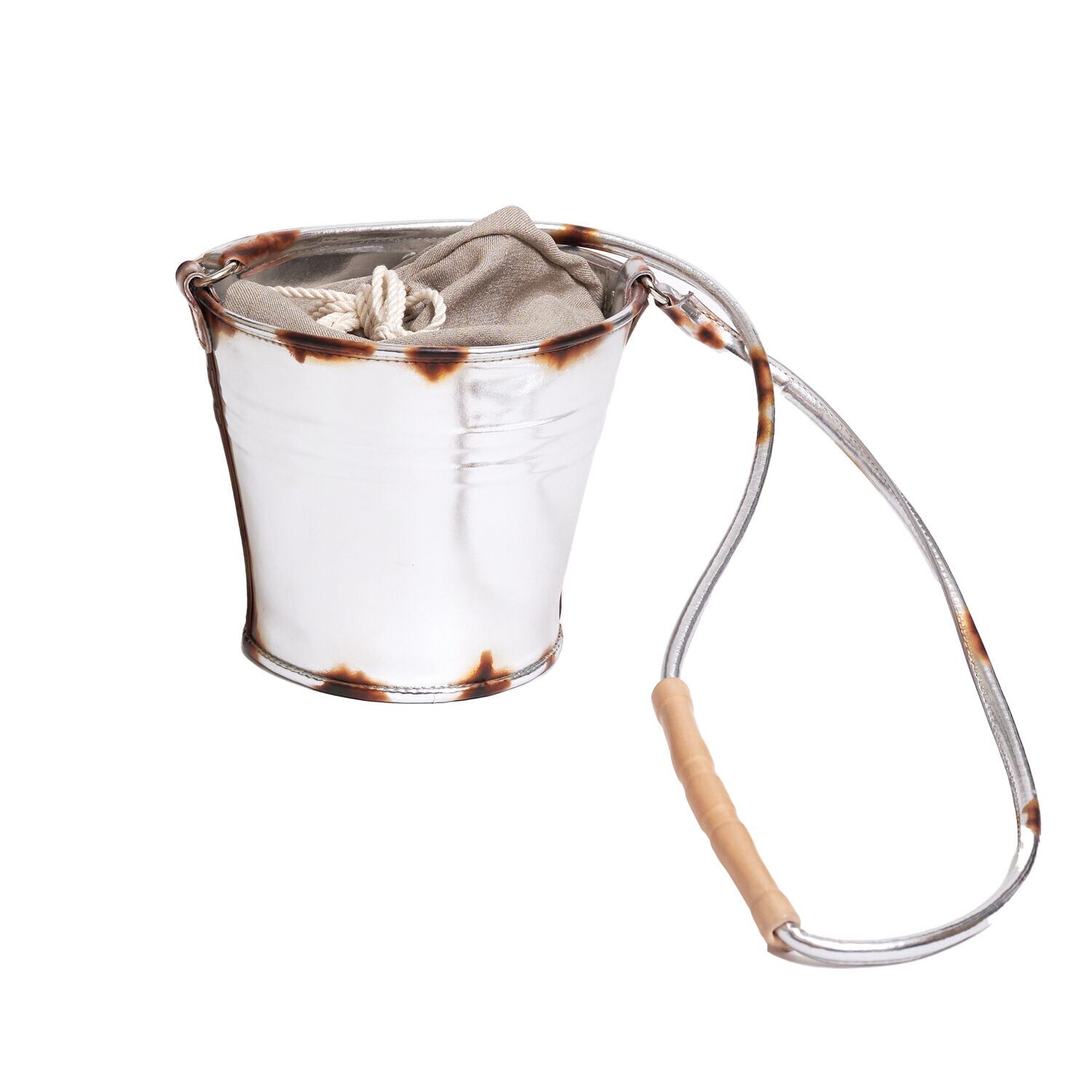 doublet RUST PAINTED BUCKET SHOULDER BAG (SILVER) 23SS55BG40