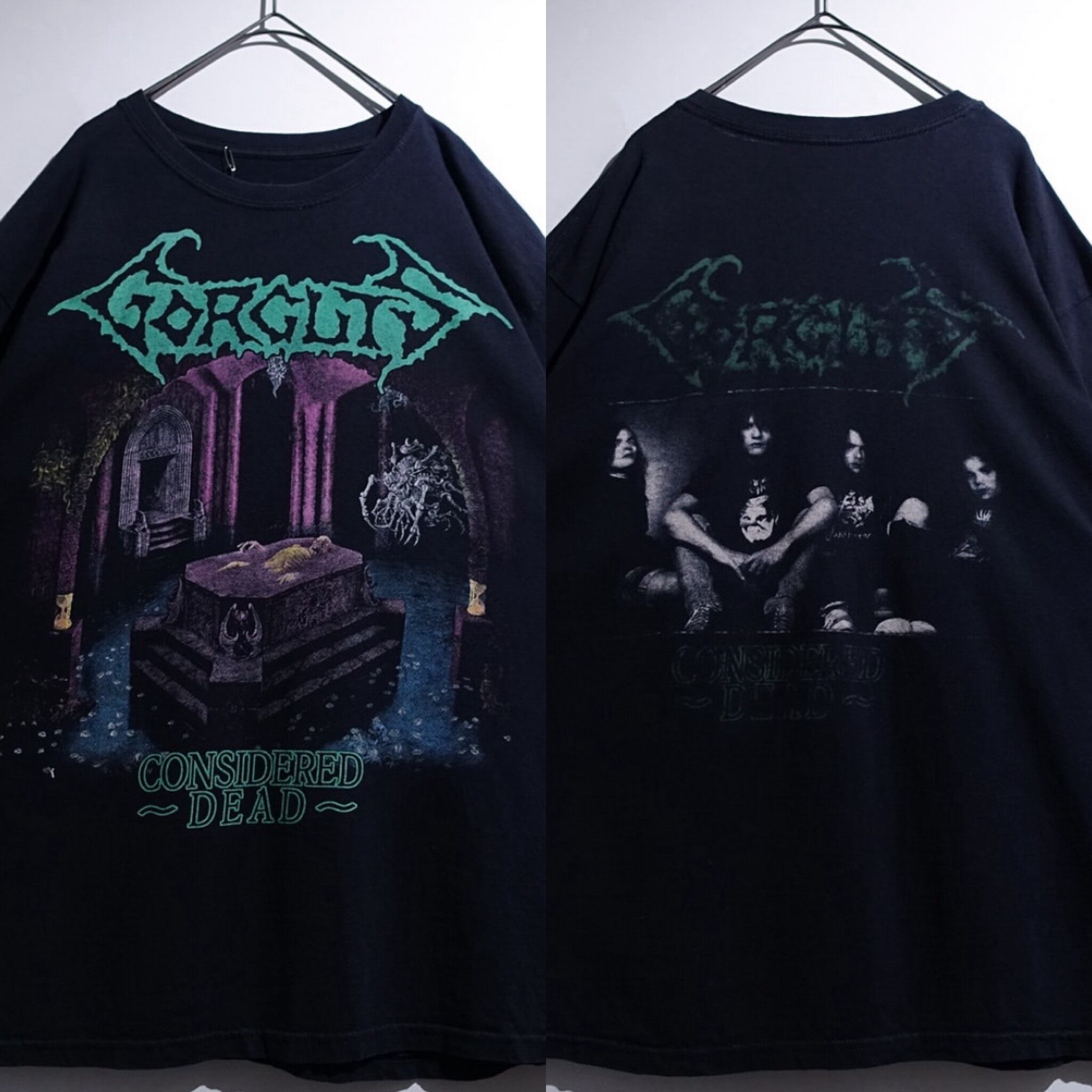 "GORGUTS" Black Print Design Band T-Shirt