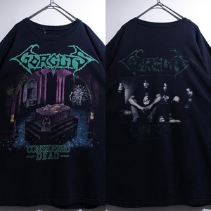 "GORGUTS" Black Print Design Band T-Shirt