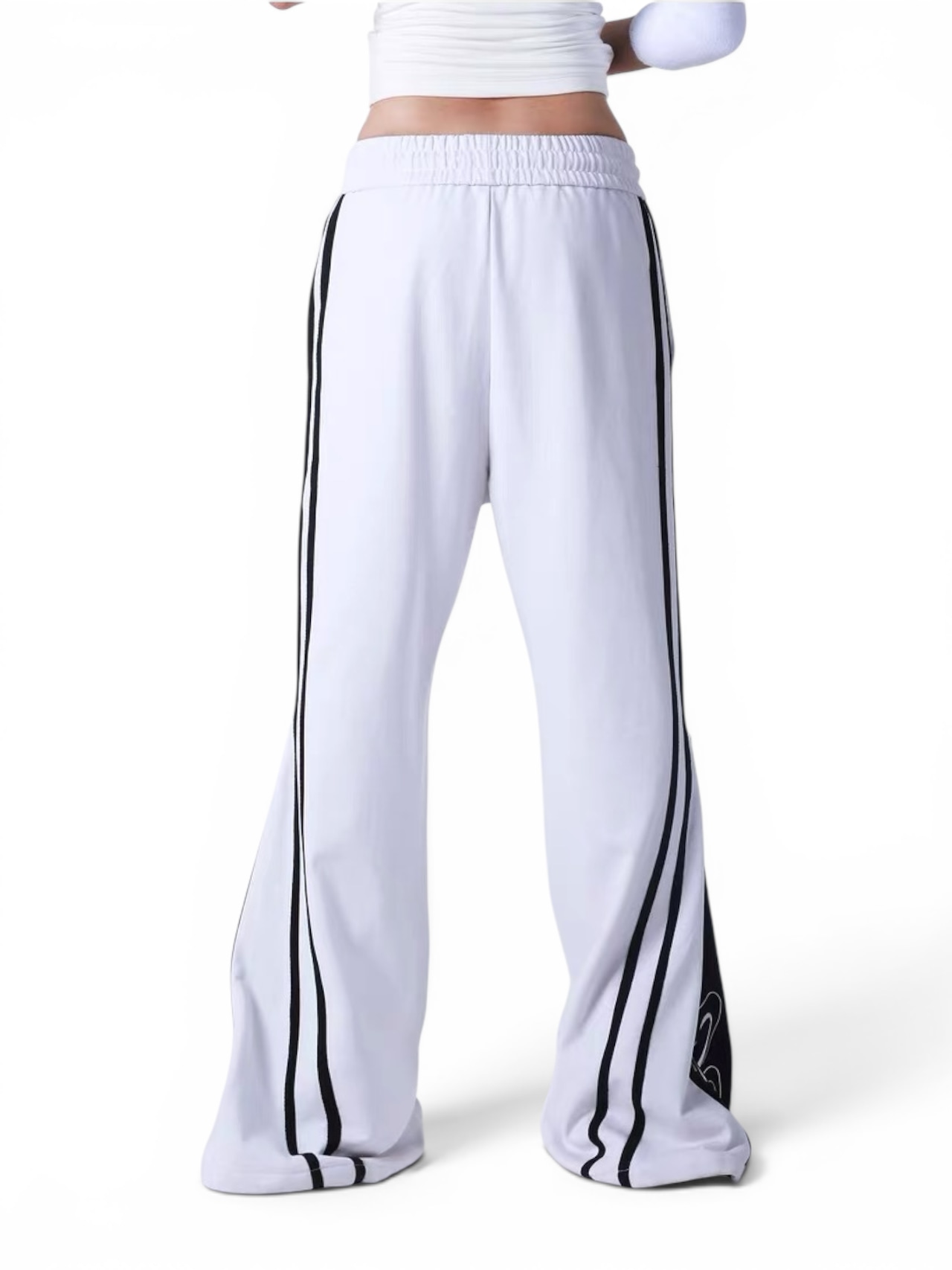 【SEXXDEVIL】“DESIRE” Deconstructed Zip-Detail Pinstripe Sweatpants