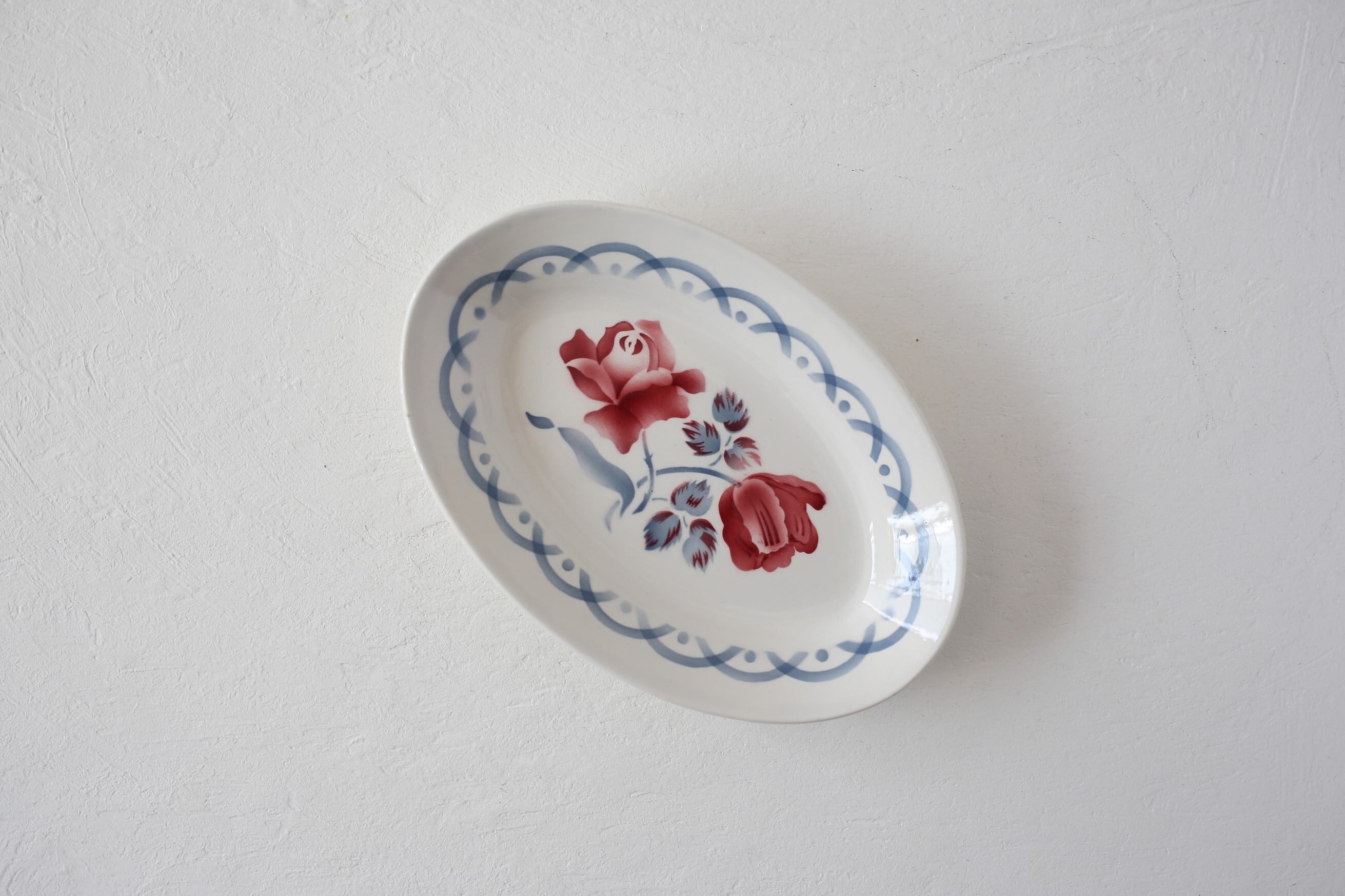 フランス アンティーク ヴィンテージ Digoin Sarreguemines サルグミンヌ オーバル皿『CANNES』 N-03509a