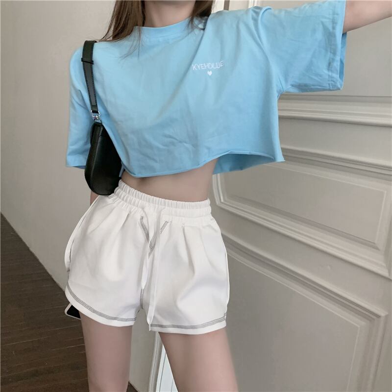 サマースタイルルーズレッドTシャツ ショーツ レディース 夏物 ブルマー ドラファッションホール72016843062