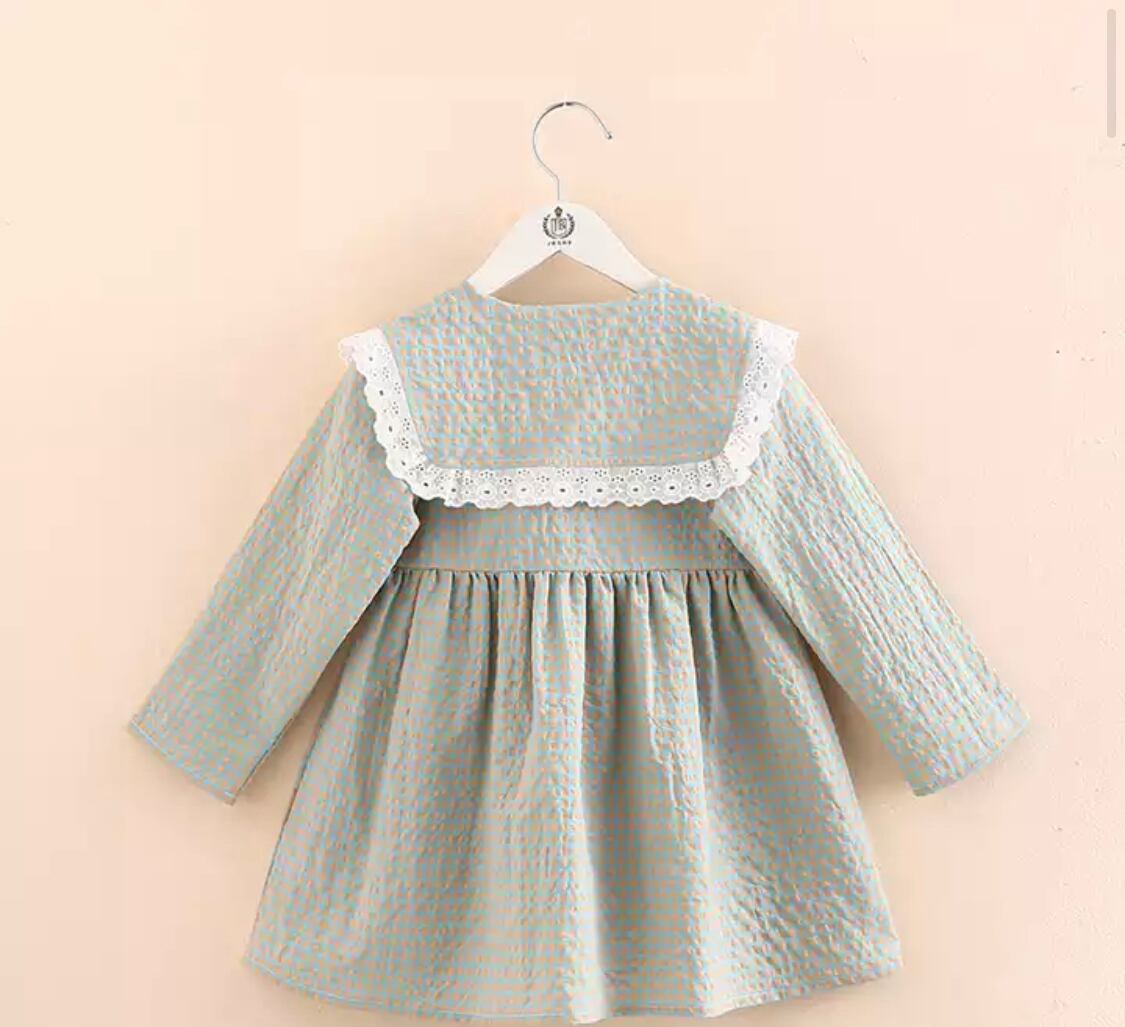レースカラーワンピース》》》》》海外子供服 ナチュラル レース 女の子 ドレス プチプラ