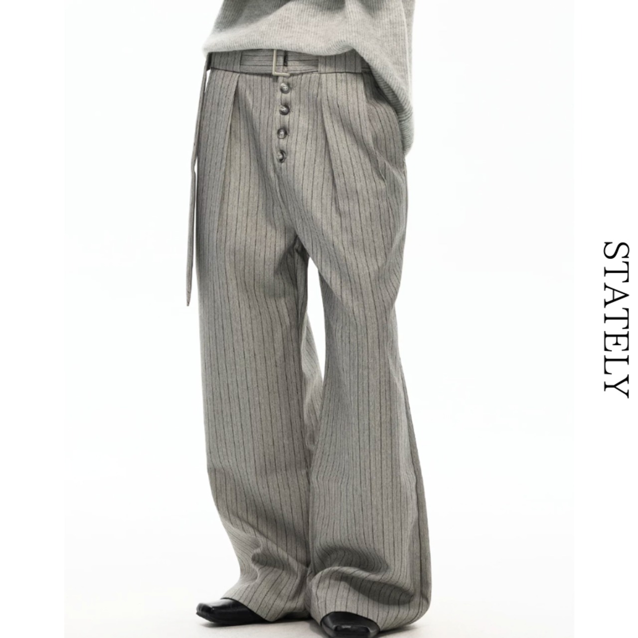 Pinstripe Belt ワイドスラックス_B170・画像3