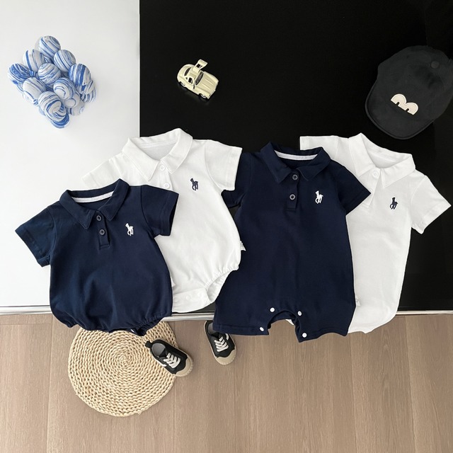 【BABY】夏新作　polo半袖ロンパース、オールインワン