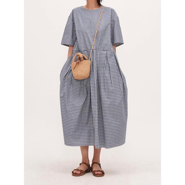 gingham gathered one-piece