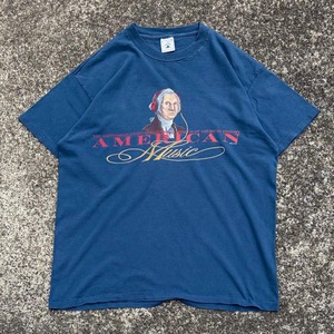 【Lサイズ】90's アメリカ初代大統領 ワシントン シングルステッチ Tシャツ フェード◎