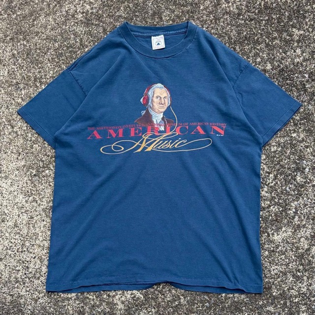 【Lサイズ】90's アメリカ初代大統領 ワシントン シングルステッチ Tシャツ フェード◎