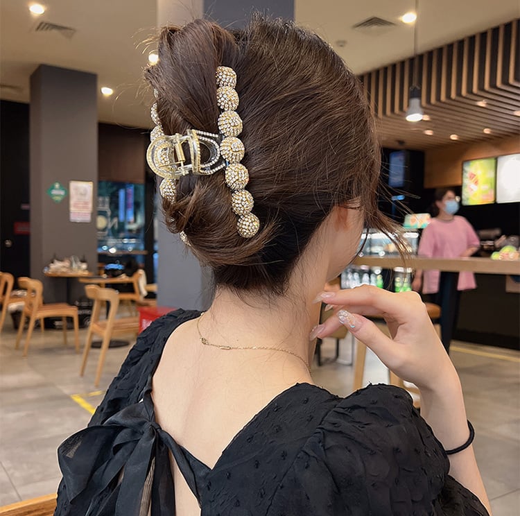 バンスクリップ ラインストーン付き 髪留め ヘアアクセ キラキラ 髪