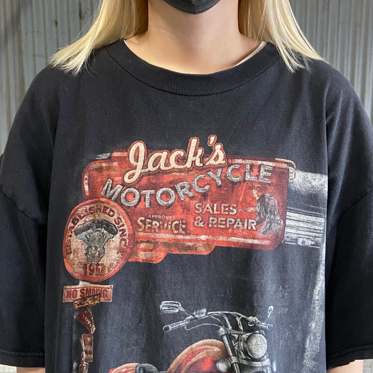 Jack's MOTORCYCLE バイク プリント Tシャツ メンズXL 古着 モーター