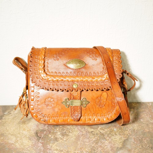 USA VINTAGE HAND MADE DESIGN LEATHER SHOULDER BAG/アメリカ古着ハンドメイドデザインレザーショルダーバッグ